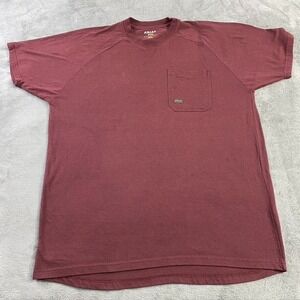 Ariat Rebar Shirt Mens Size XL Burgundy Pen Slot Pocket Cotton‎ Blend T-Shirt